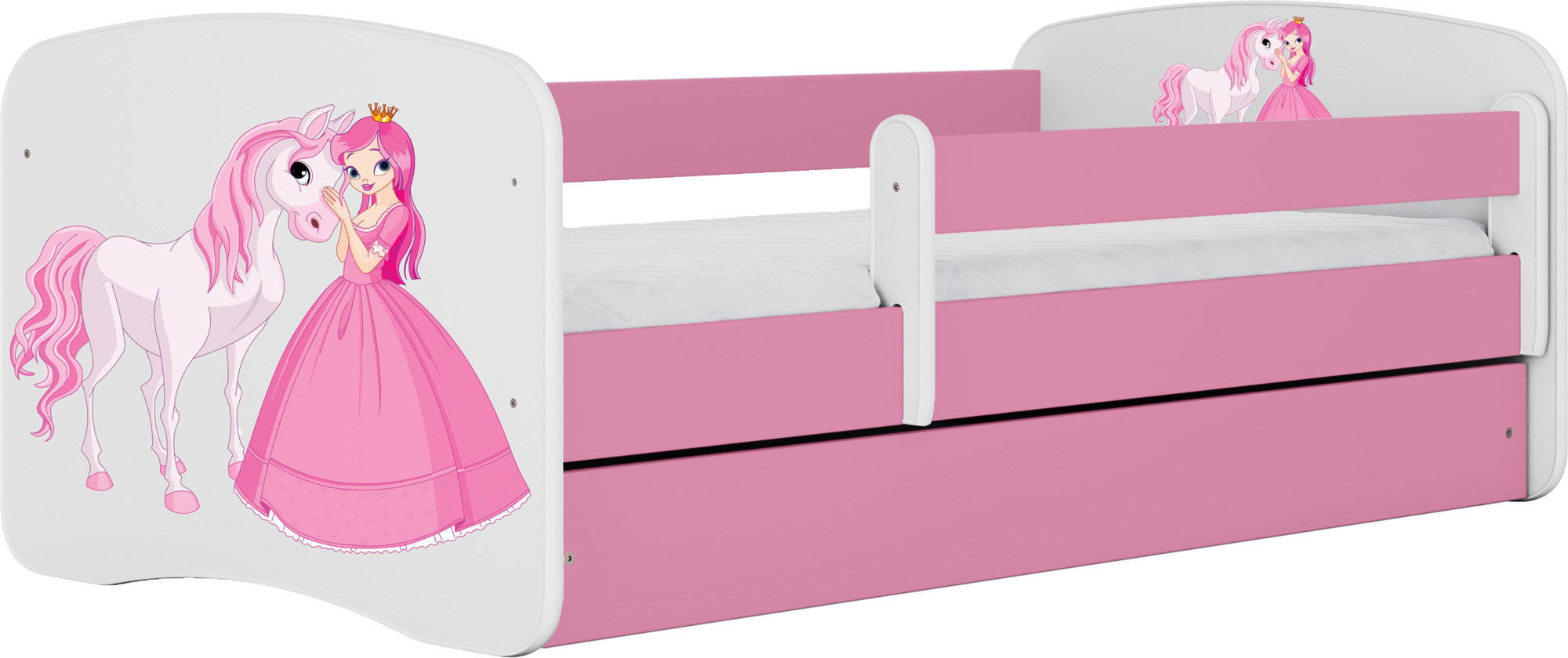 KINDERBETT Emily mit Schublade und Matratze, Rosa 80x180 cm - Rosa, Holzwerkstoff (180/80cm) - WFL GROUP