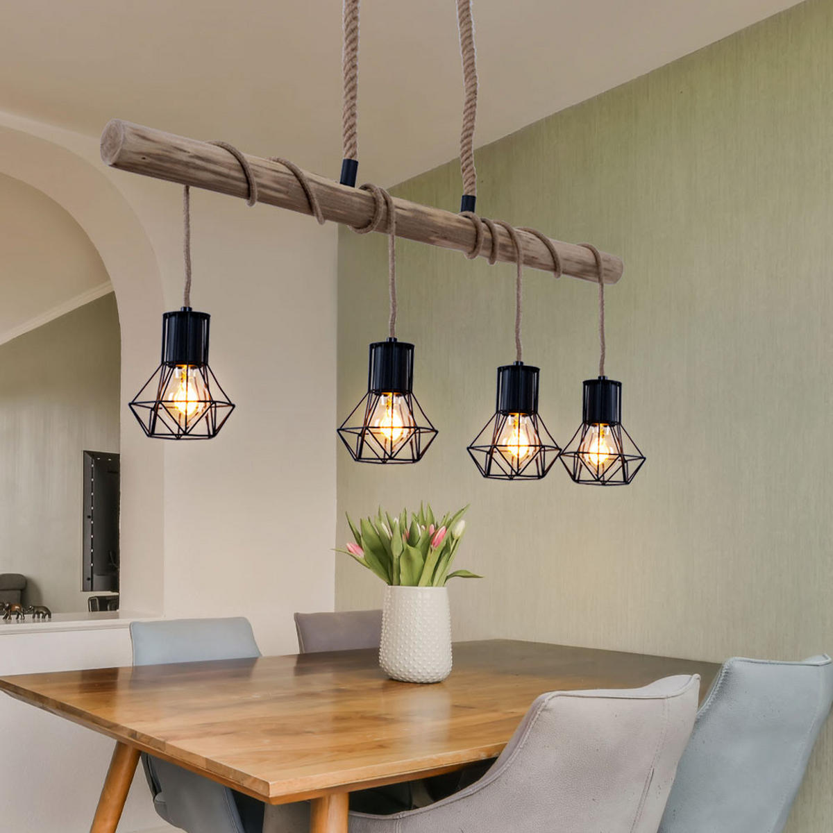 LED HÄNGELEUCHTE Holz Braun Höhenverstellbar - Braun, Holz (100/13.3/120cm) - Globo Lighting