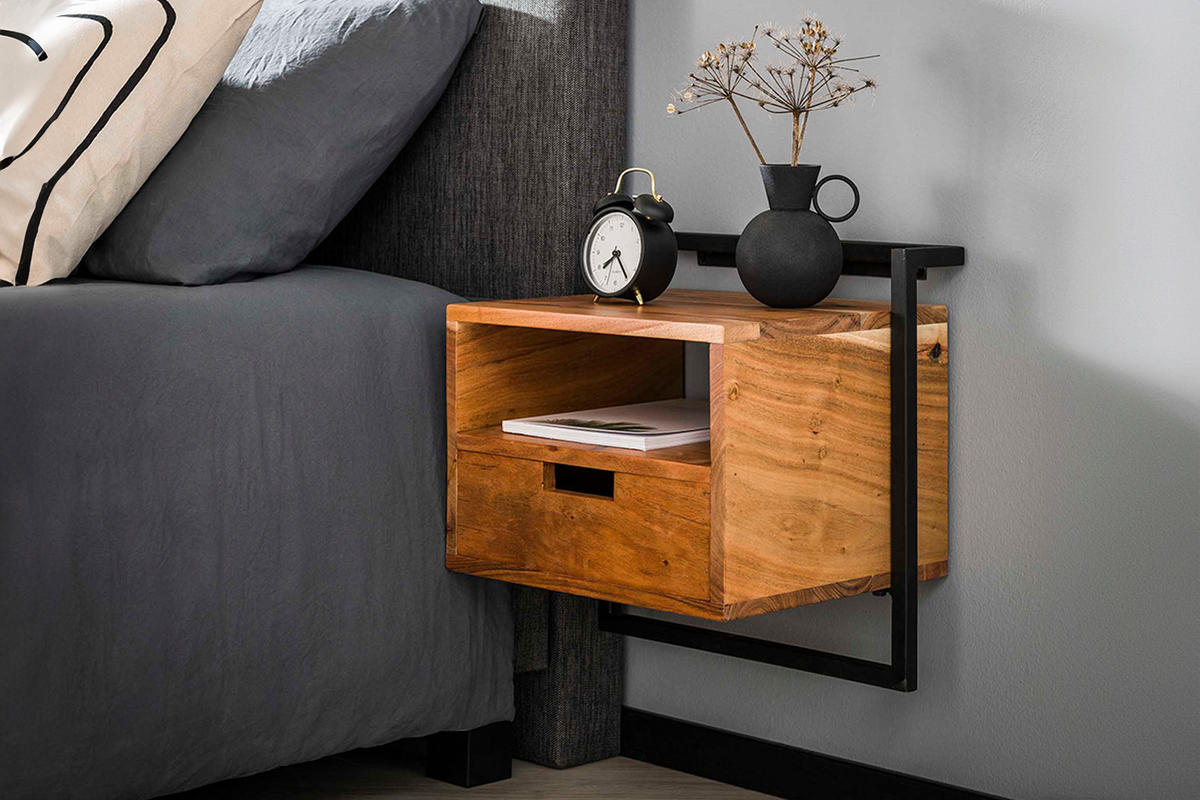 NACHTTISCH AIDY Holz Akazie - Braun, Holz (44/45/35cm) - KAWOLA