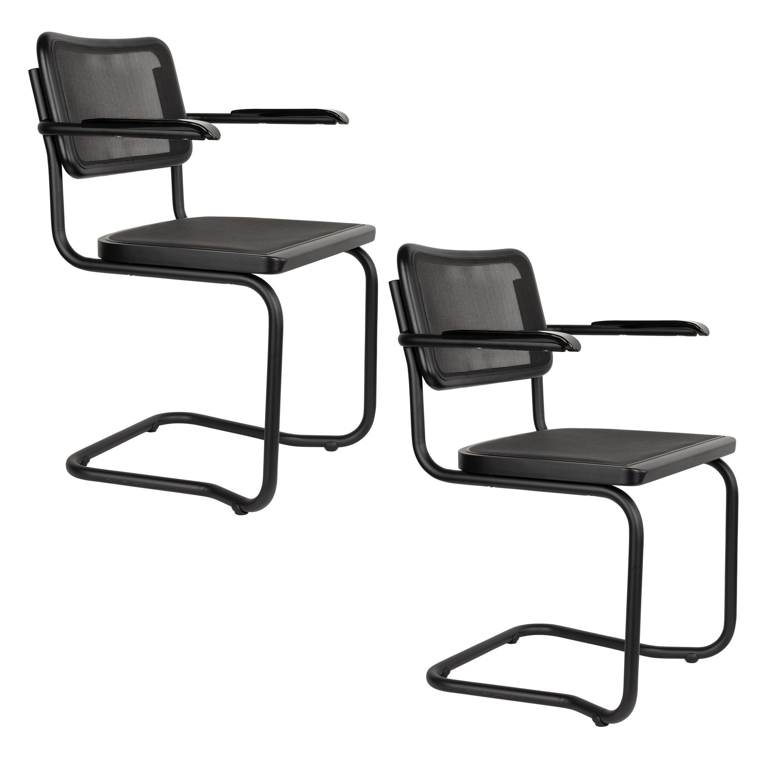 ESSZIMMERSTÜHLE Carree Armleuning Schwarz - 2 er Set - Schwarz, Holz (60/83/53cm) - Dutchbone