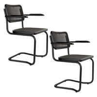 ESSZIMMERSTÜHLE Carree Armleuning Schwarz - 2 er Set - Schwarz, Holz (60/83/53cm) - Dutchbone