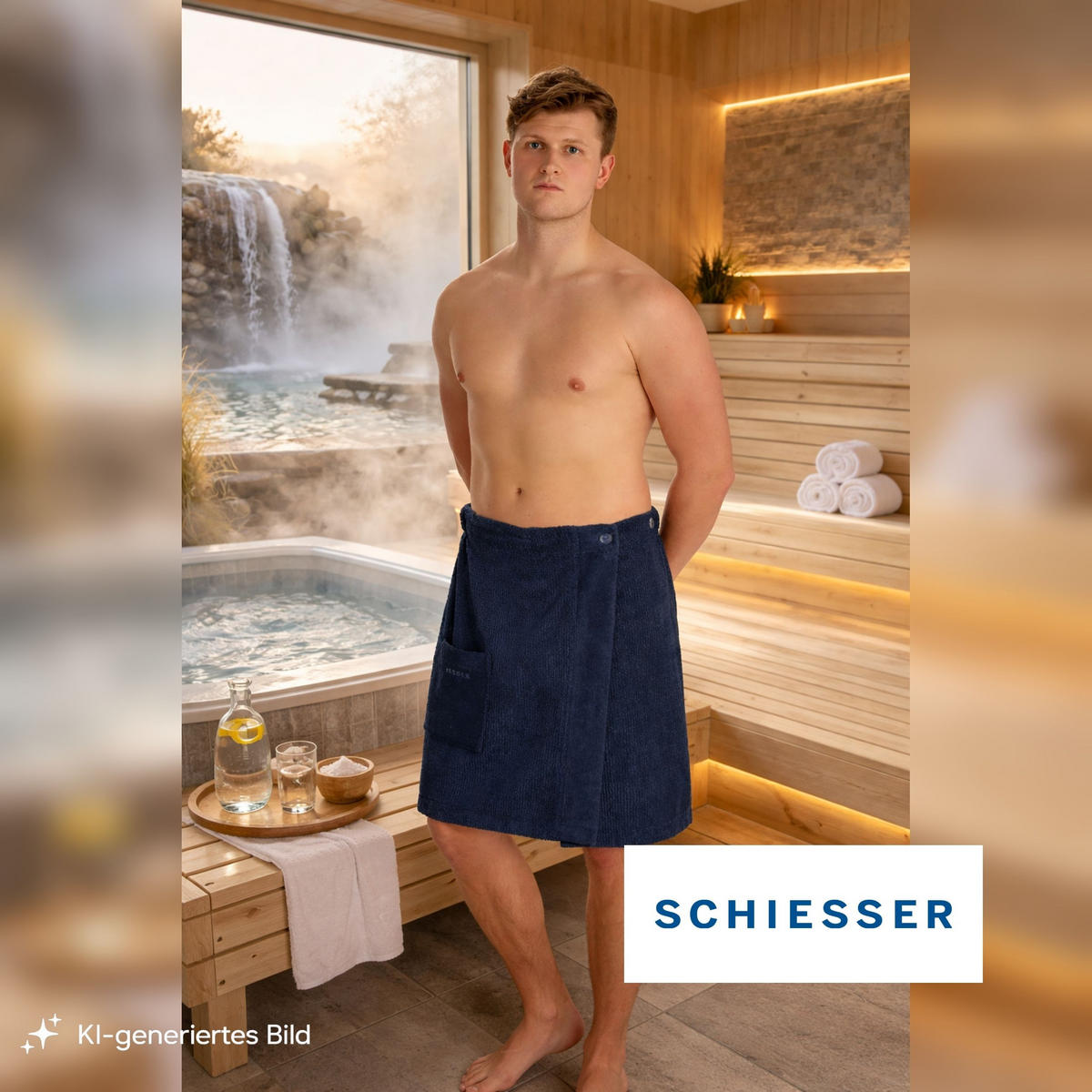 SAUNAKILT Turin Herren - 46-54 - Dunkelblau - Dunkelblau, Textil (55/150cm) - SCHIESSER