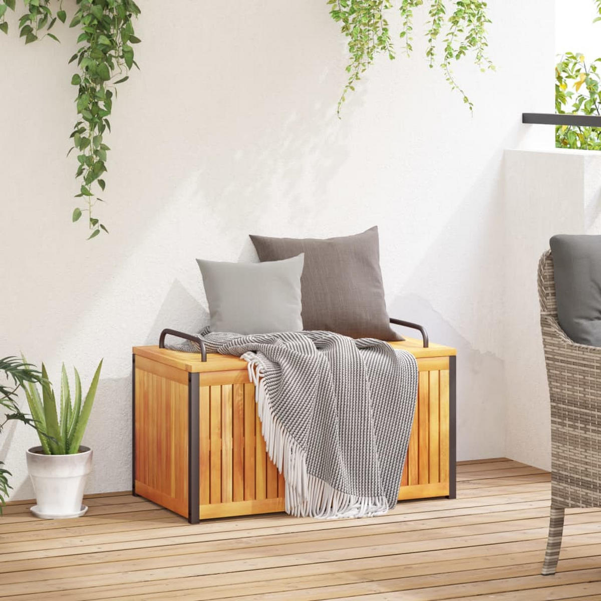 GARTENBOX 85/45/45/53 Cm Massivholz Akazie Und Stahl - Braun, Holz (45/53/85cm) - vidaXL
