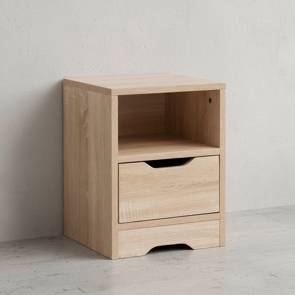 NACHTTISCH Modern Schublade Ablage Kratzfest ILM, Beige 31x31x43 cm - Beige, Holz (31/43/31cm) - KADIMA DESIGN