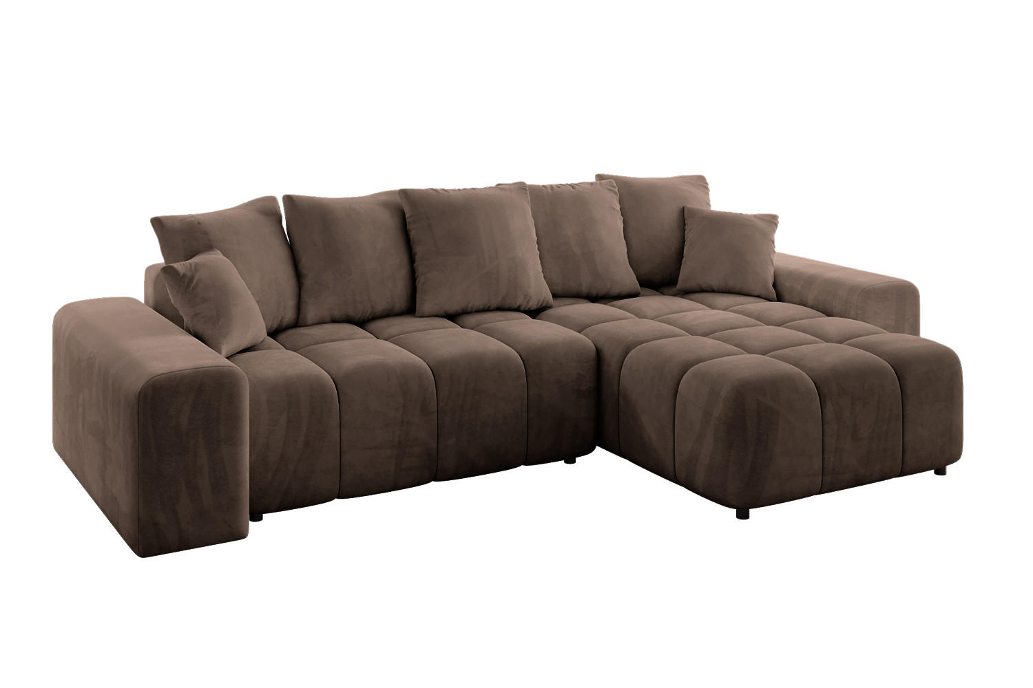 ECKSOFA Ottomane rechts ENIL-L 297x189x68 Braun Velours - Braun, Holzwerkstoff/Kunststoff (189/297cm) - ALTDECOR