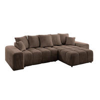ECKSOFA Ottomane rechts ENIL-L 297x189x68 Braun Velours - Braun, Holzwerkstoff/Kunststoff (189/297cm) - ALTDECOR