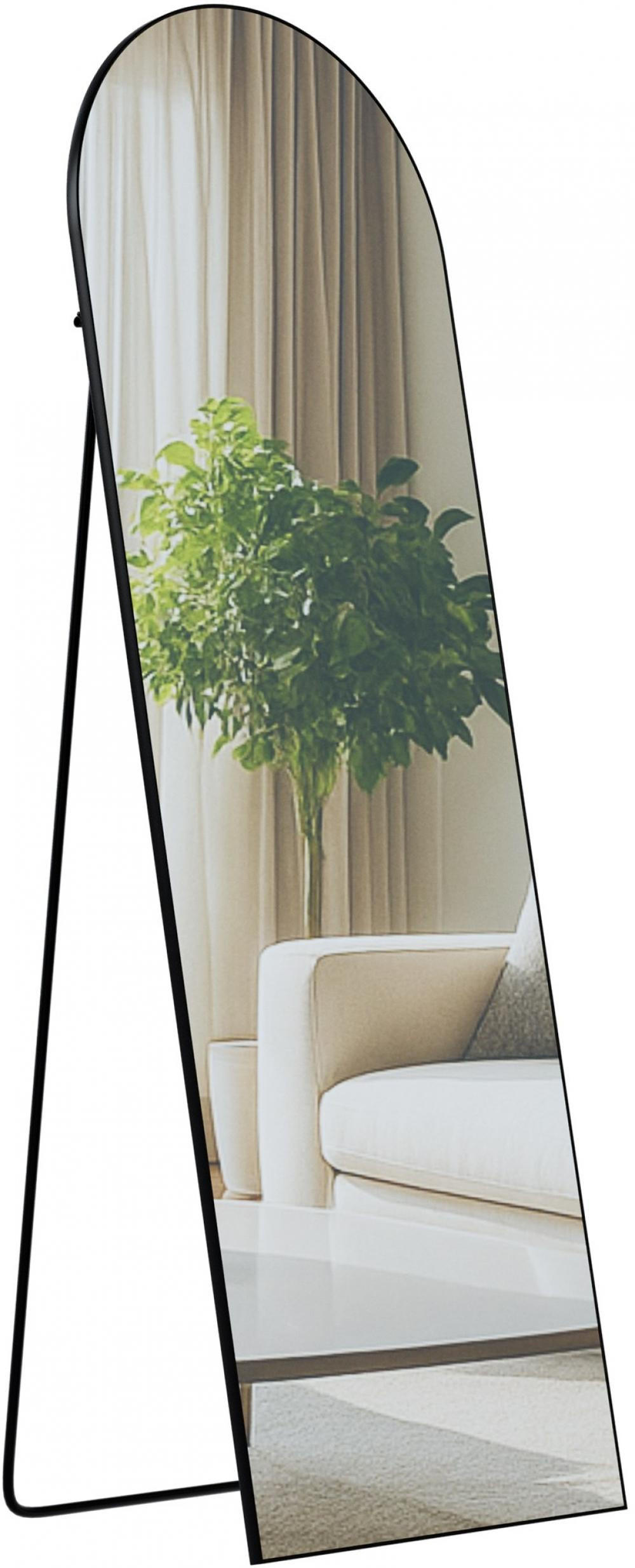 STANDSPIEGEL oval 50/3/150 cm Glas Schwarz-Matt - Schwarz, Glas (50/150/3cm) - CLP