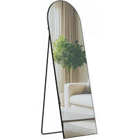STANDSPIEGEL oval 50/3/150 cm Glas Schwarz-Matt - Schwarz, Glas (50/150/3cm) - CLP