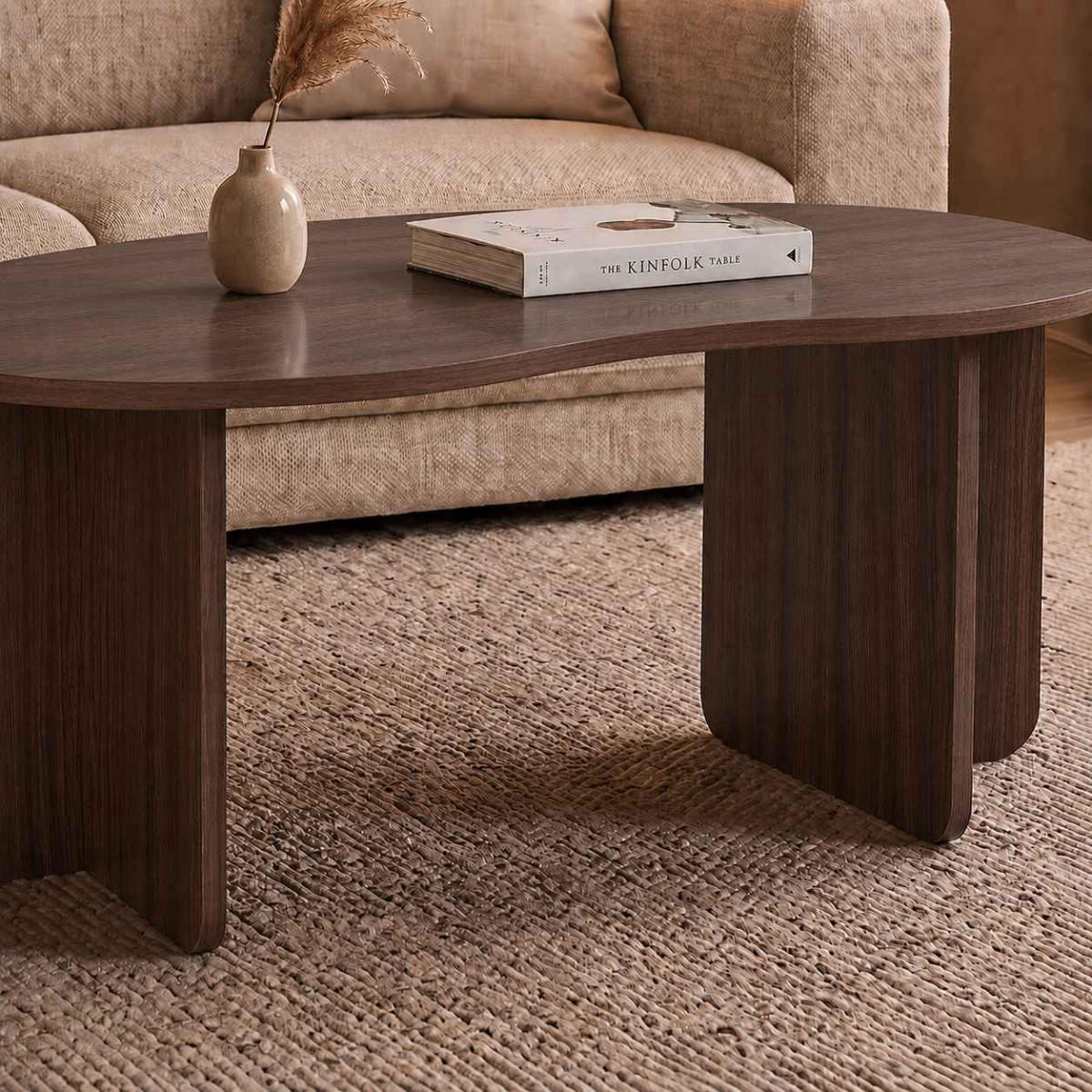 KONFERENČNÍ stolek s organickou deskou, délka 110 cm - MOSS - přírodní, kompozitní dřevo (110/60/40cm) - Calicosy