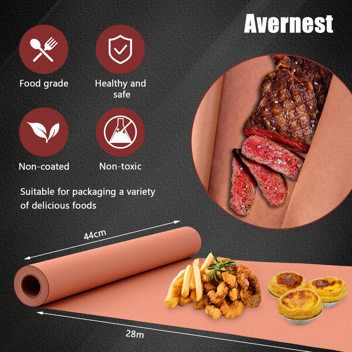BUTCHER Paper Rolle 40 cm x 28 m, BBQ Kraftpapier für Grillen & Smoken - Braun, Textil (28/44/44cm)