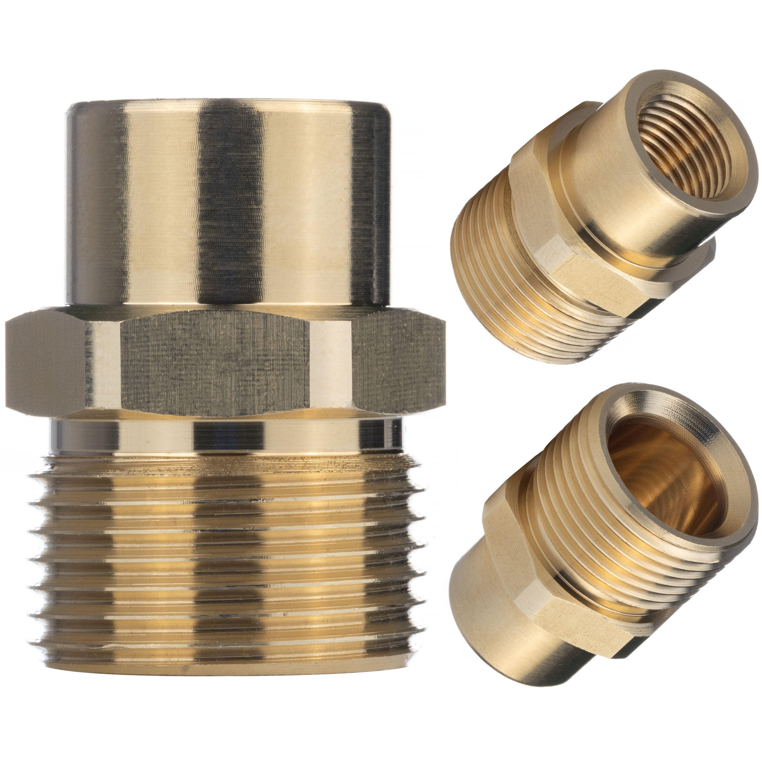 ADAPTER M22-1/4, M22x1,5 mm Außengewinde auf 1/4" Innengewinde, Stift 14 mm, Messing - Multicolor, Kunststoff/Metall (10/10/10cm)