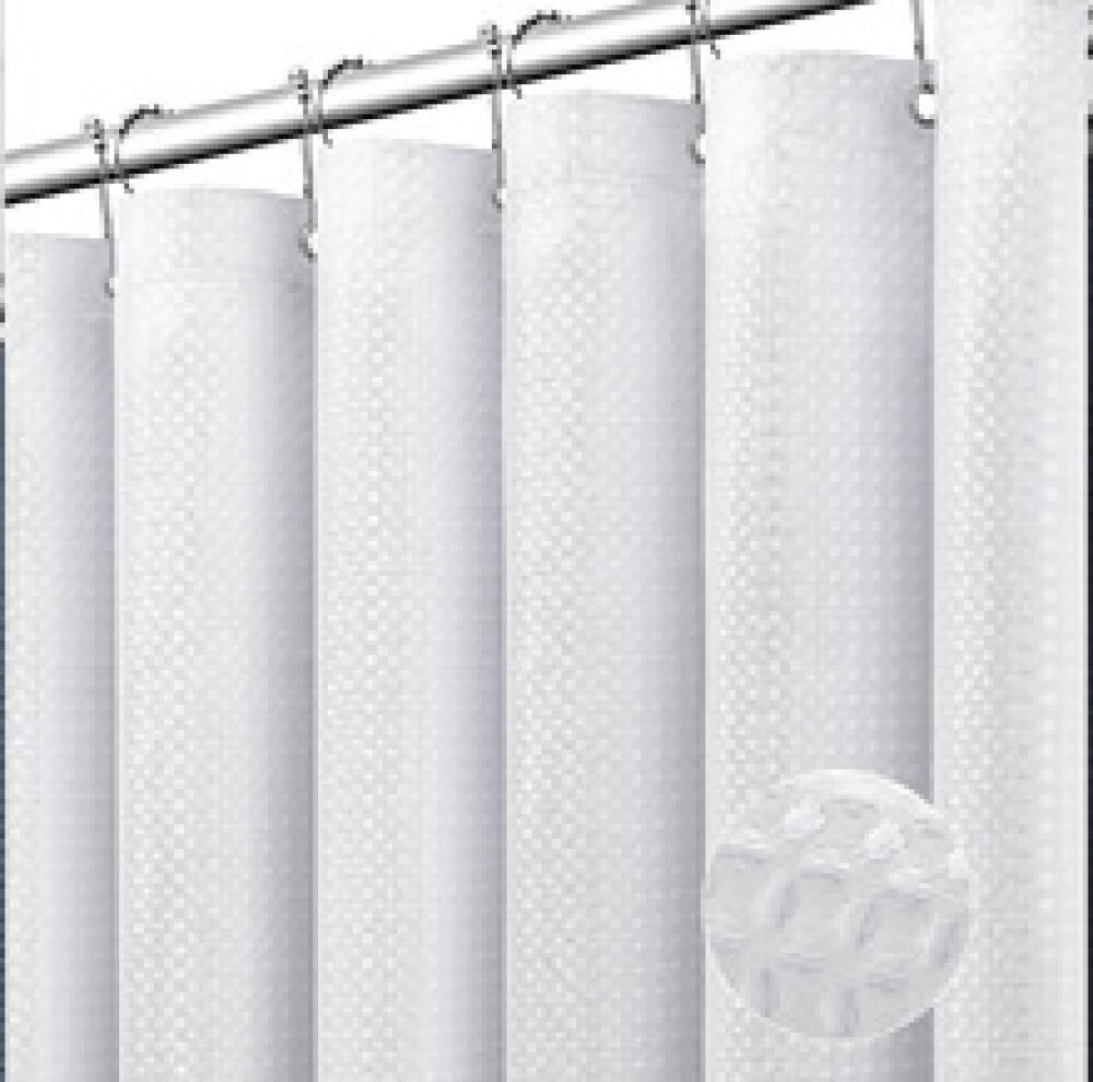 DUSCHVORHANG Weiß Waffelstruktur Polyester wasserdicht schimmelresistent mit Ringen für Badewannen - Weiß, Textil (1/1cm) - MCBOSON