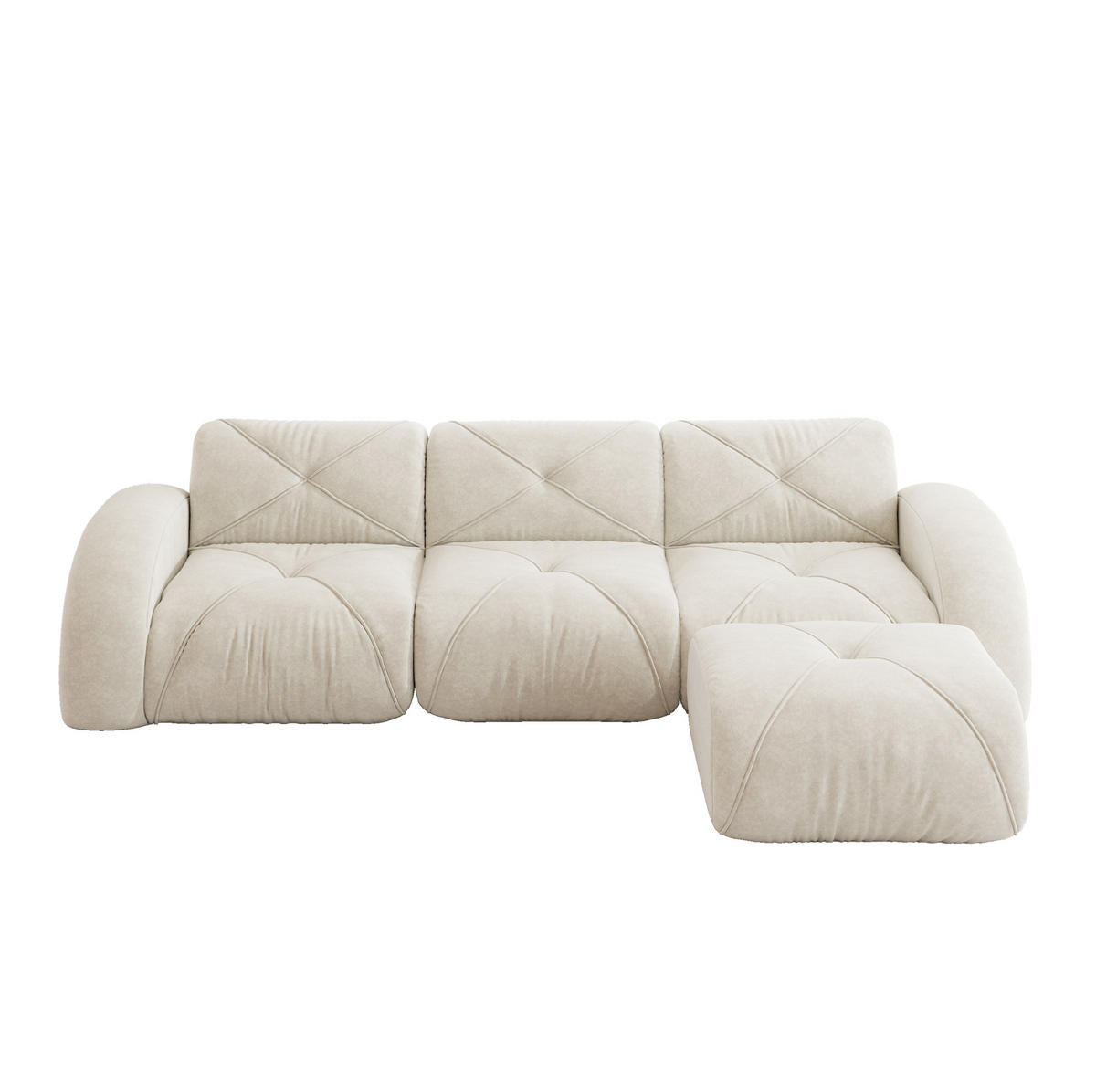 MODULSOFA aus Chenille White - Weiß, Kunststoff (171/281cm) - Meubliv