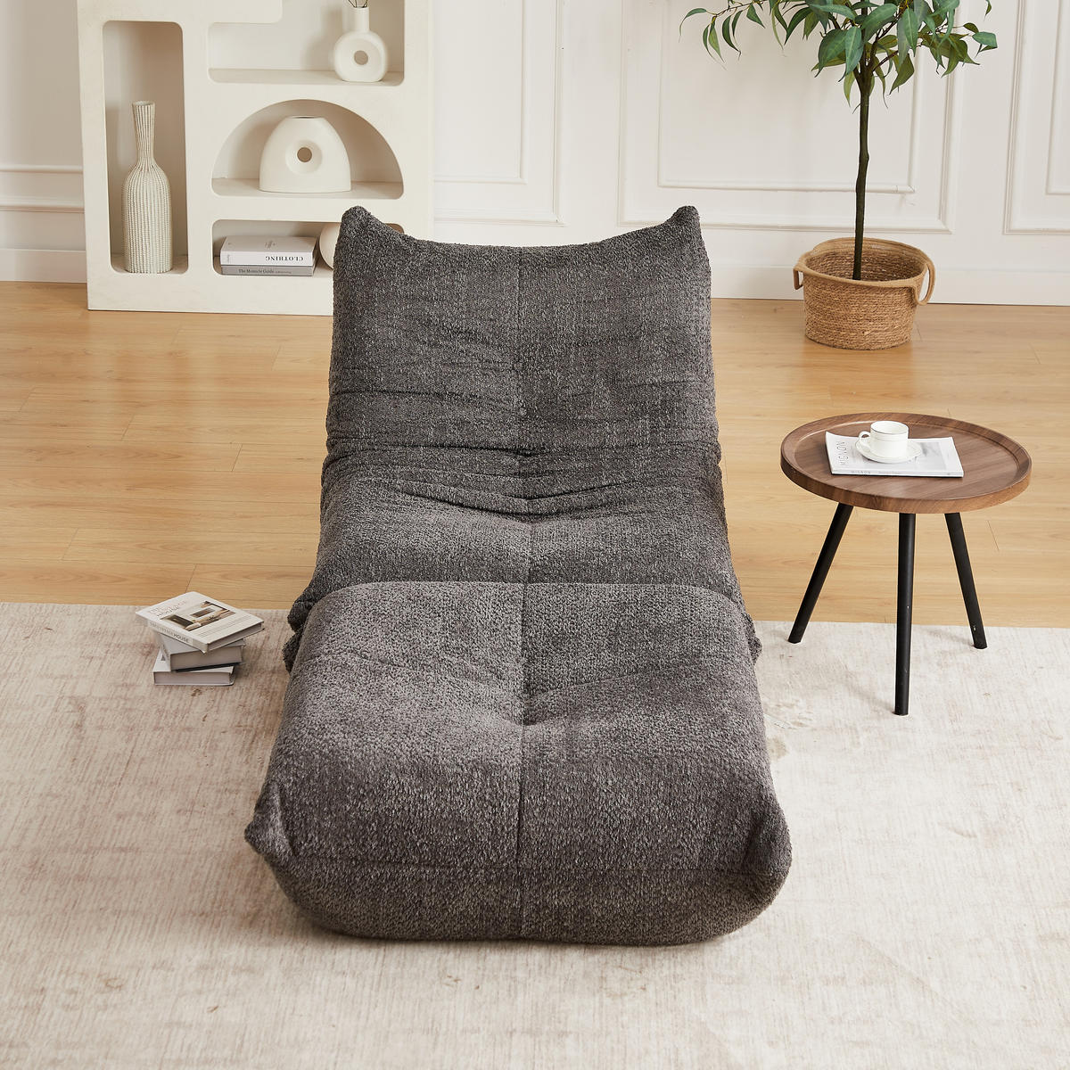 SITZSACK Chenille Grau Ohne Montage - Grau, Textil (94/71/185cm) - WISHDOR