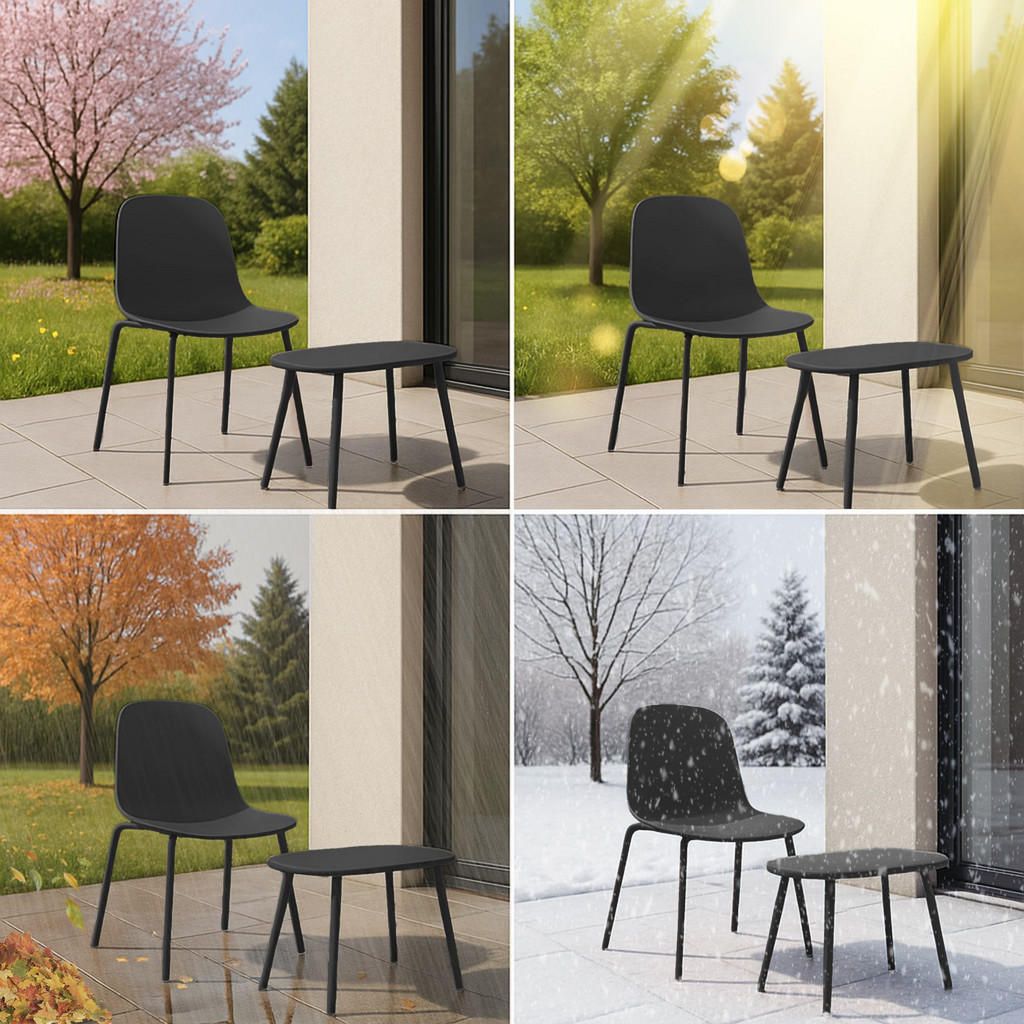 Thumbnail - CLP Gartensitzgruppe, Schwarz, Kunststoff, 2-Sitzer, Gartenmöbel, Gartenmöbel-Sets