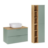 BADMÖBEL 80.6cm Oria 2er-Set Grün - Grün, Holzwerkstoff (80.6/50/46.5cm) - Petits-meubles