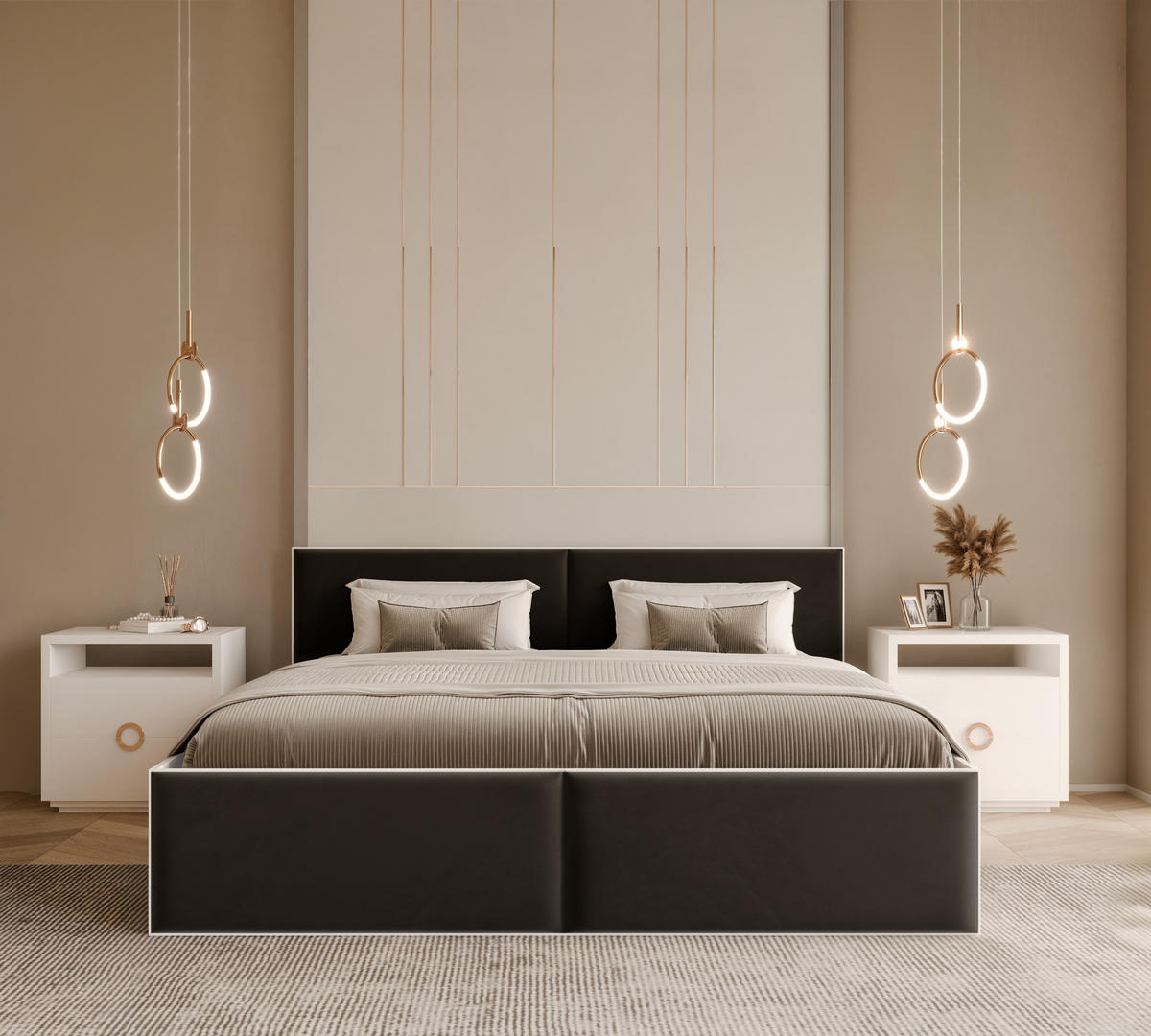 POLSTERBETT ATHERIS 120/200 cm Bettkasten, ohne Matratze, Schwarz - Schwarz, Holz/Holzwerkstoff (120/200cm) - Idohome