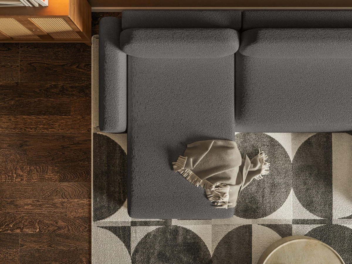 WOHNLANDSCHAFT Lome U mit Schlaffunktion, Graphit - Graphitfarben, Textil (386/70/185cm) - Fedve