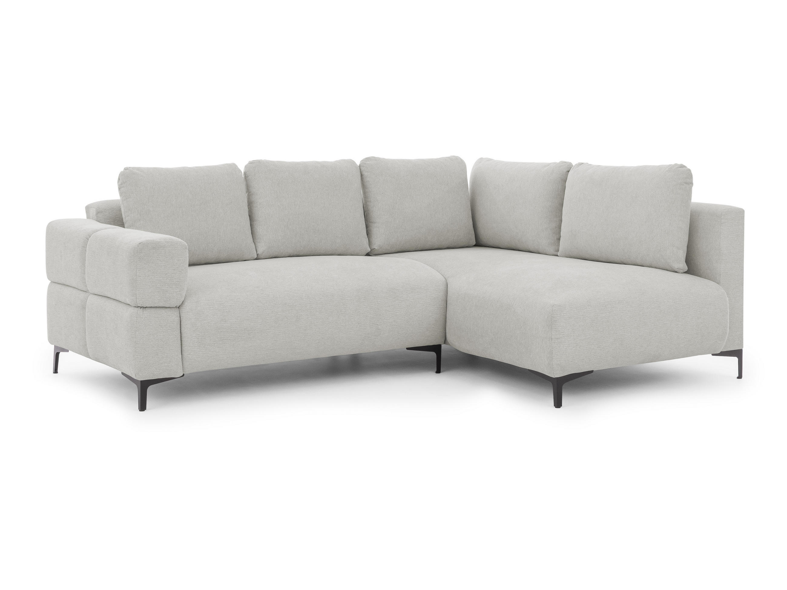 ECKSOFA Cardea in Bubble-Optik aus weichem Hellgrau Strukturstoff mit hohem Sitzkomfort - Ottomane rechts - Hellgrau/Schwarz, Holz/Textil (230/170cm) - S-Style Möbel