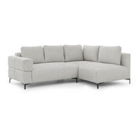 ECKSOFA Cardea in Bubble-Optik aus weichem Hellgrau Strukturstoff mit hohem Sitzkomfort - Ottomane rechts - Hellgrau/Schwarz, Holz/Textil (230/170cm) - S-Style Möbel