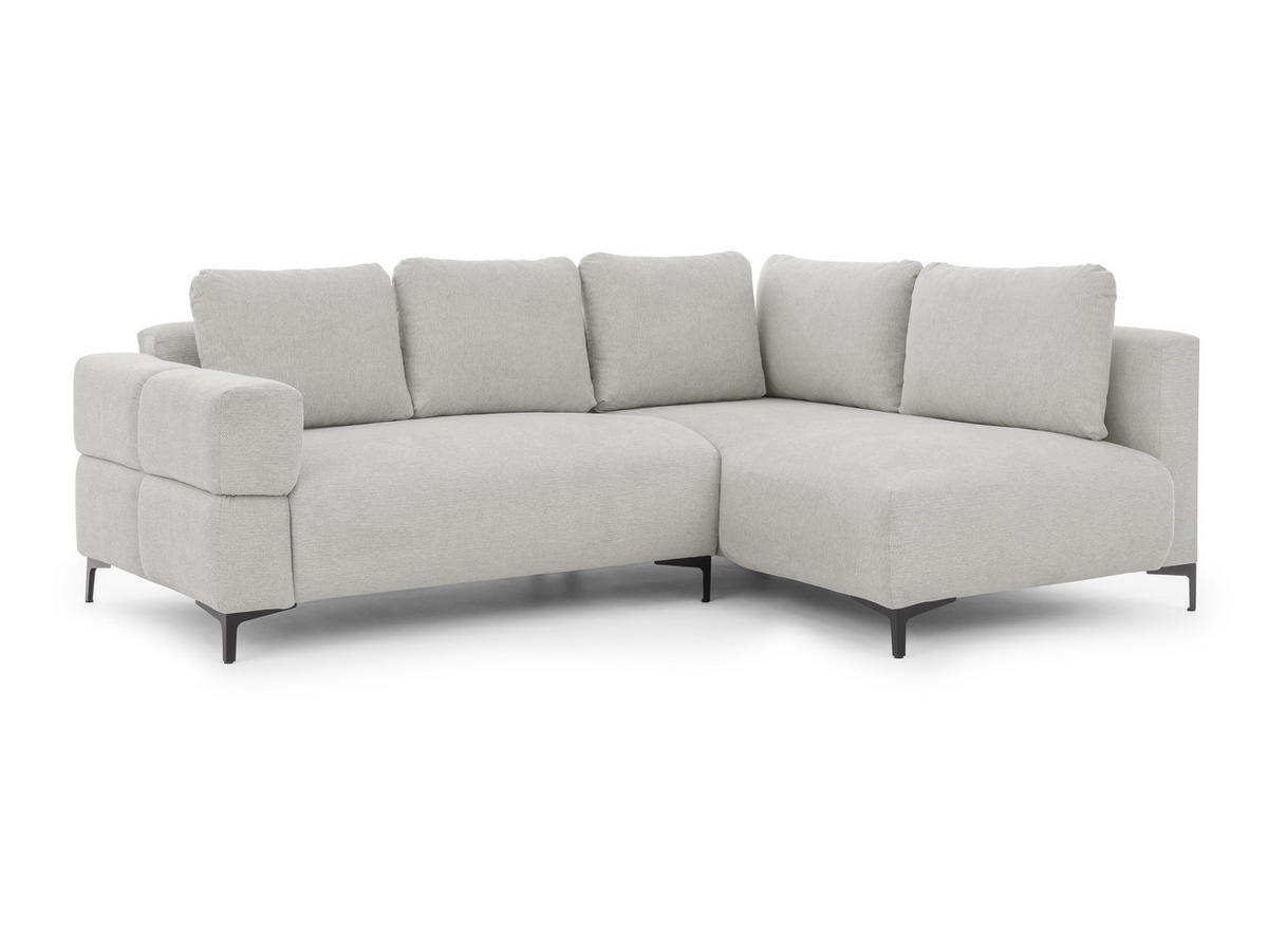 ECKSOFA Cardea in Bubble-Optik aus weichem Hellgrau Strukturstoff mit hohem Sitzkomfort - Ottomane rechts - Hellgrau/Schwarz, Holz/Textil (230/170cm) - S-Style Möbel