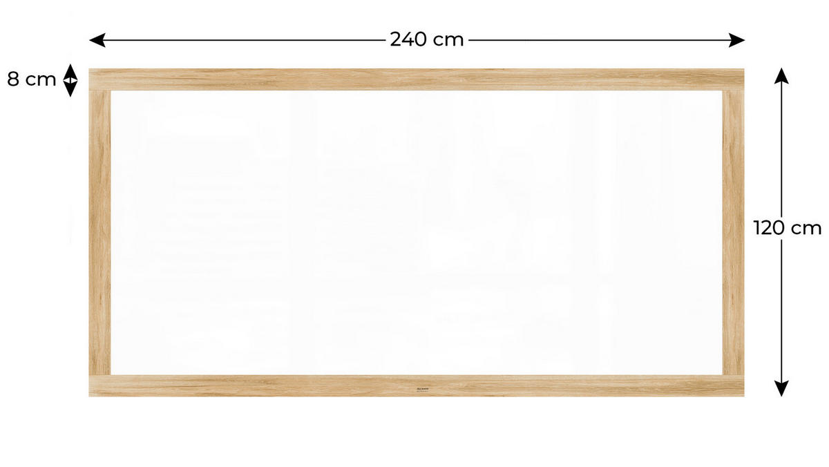 MAGNETISCHES Whiteboard, trocken abwischbar PREMIUM 240x120cm, massiver Rahmen im Eichendesign - Weiß, Metall (240/120/2cm) - ALLboards