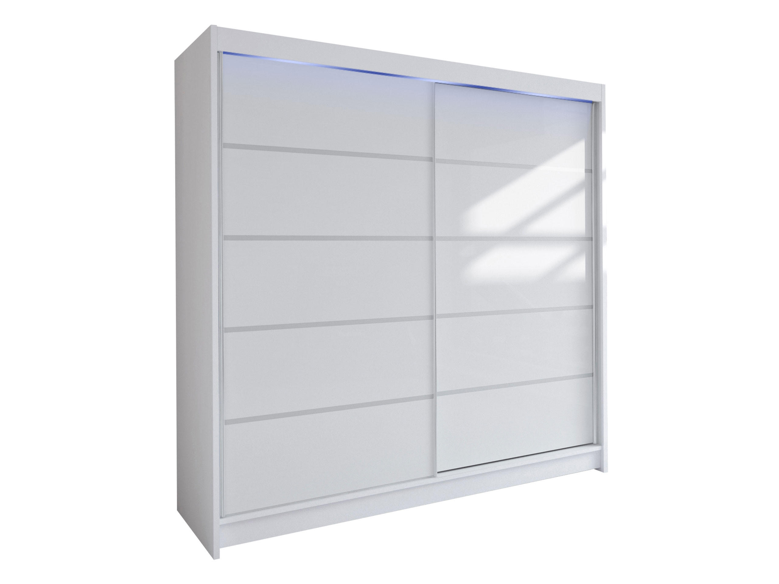 SCHWEBETÜRENSCHRANK Talin IV, mit RGB LED Beleuchtung - Silberfarben/Weiß, Holzwerkstoff/Metall (180/215/58cm) - MIRJAN24