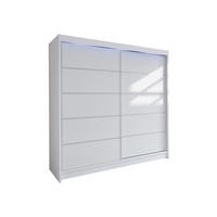SCHWEBETÜRENSCHRANK Talin IV, mit RGB LED Beleuchtung - Silberfarben/Weiß, Holzwerkstoff/Metall (180/215/58cm) - MIRJAN24