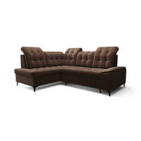 ECKSOFA KONGO RBN16, Eckcouch in L-Form mit Schlaffunktion, Farbe: Dunkelbraun, Velourstoff, Ottomane Links - Dunkelbraun, Textil (268/210cm) - O-Sofa