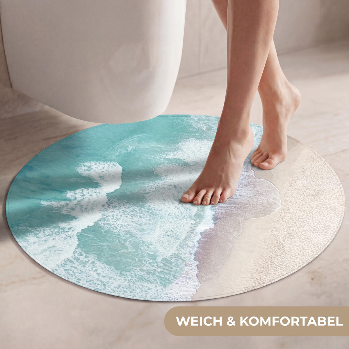 WC PŘEDLOŽKA Pláž - Moře - Příroda - Léto 70x70 cm - tyrkysová, textil/plast (70/1cm) - OnlyWow