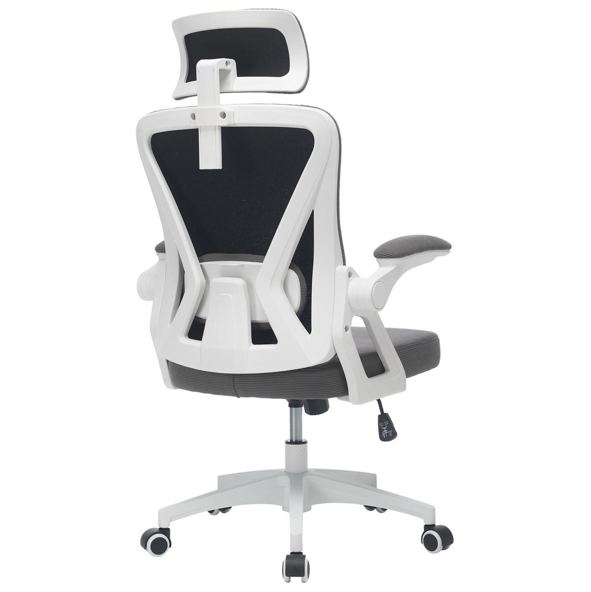 BÜROSTUHL höhenverstellbar mit Klapparmlehnen Grau - Grau, Kunststoff (65/108/58cm) - Meubliv