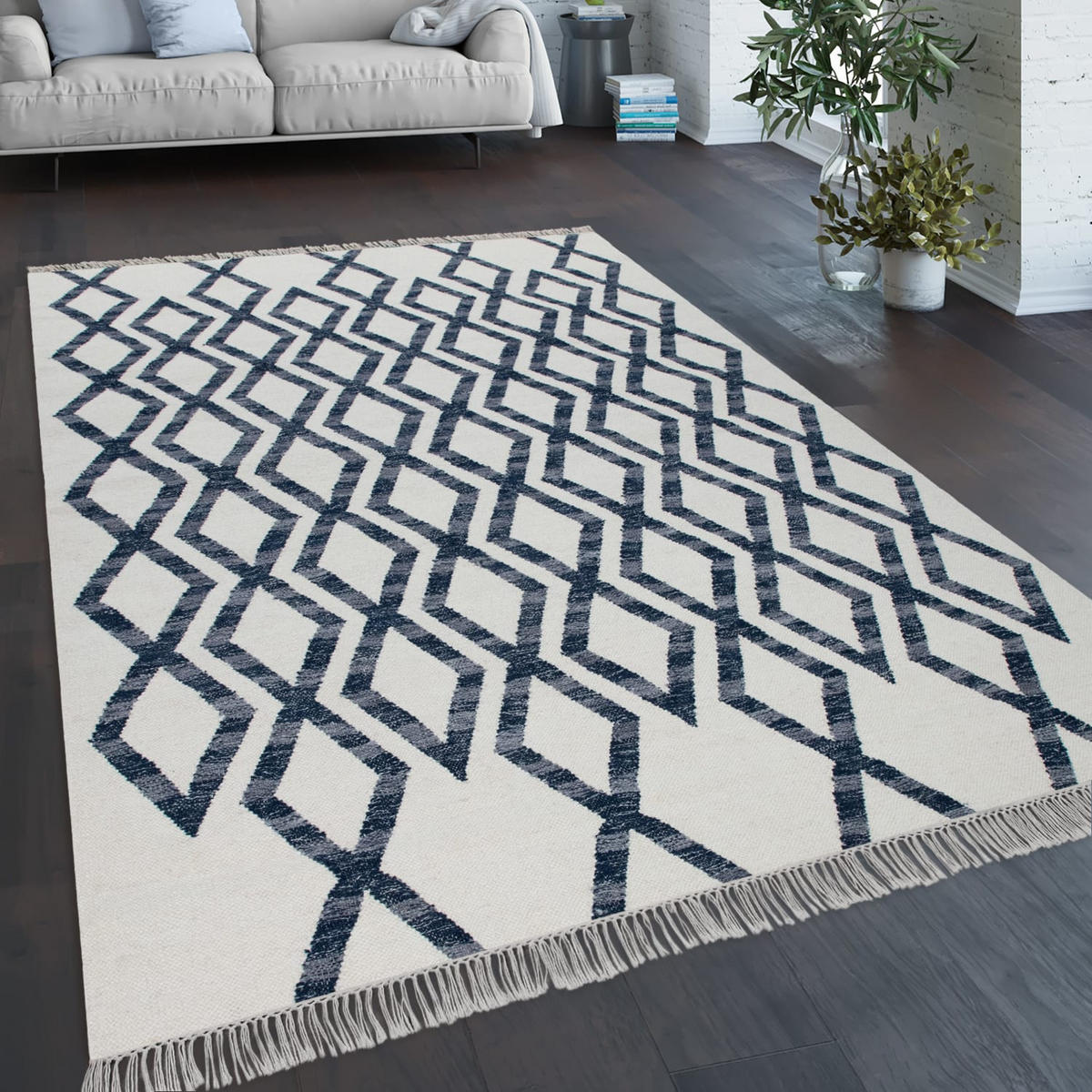 NATURFASERTEPPICH 140/200 cm Kenitra 502 - Blau, Naturmaterialien (140/200cm) - Paco Home