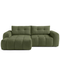 ECKSOFA LINKS RAVIA, Bouclé, Olivgrün - Olivgrün, Holz/Textil (256/104cm) - KONSIMO®