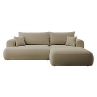 ECKSOFA Ovo Beige Velours - Beige/Schwarz, Kunststoff/Textil (260/165cm) - Selsey