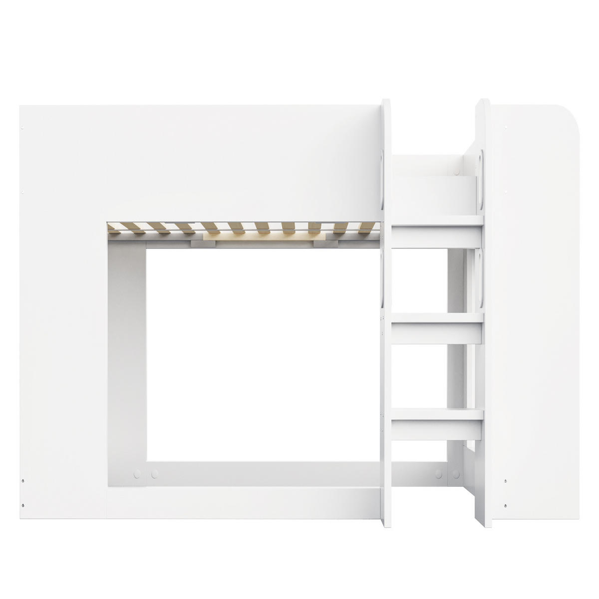 KINDER-ETAGENBETT 90*200cm mit Schutzgitter und Leiter, Weiß - Weiß, Holzwerkstoff (90/200cm) - FLIEKS