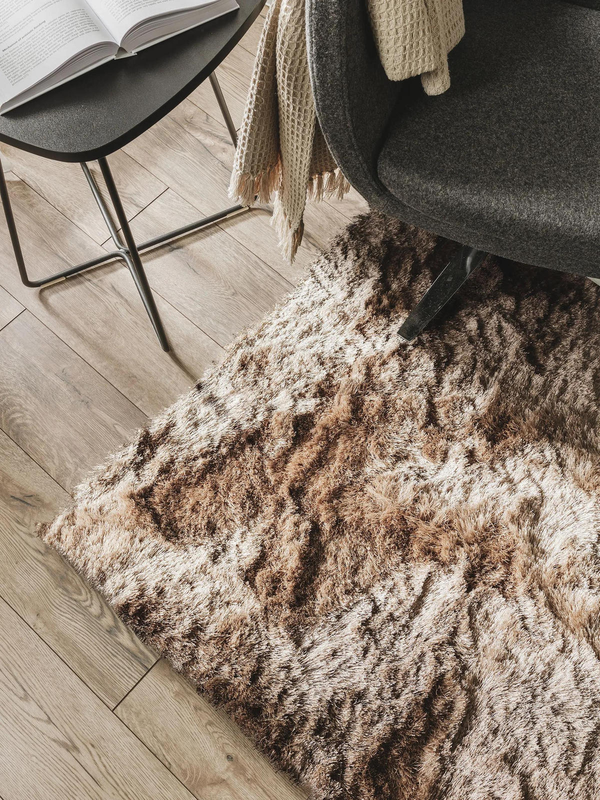 HOCHFLORTEPPICH Whisper Hellbraun 150x150 cm - Hellbraun, Textil (150/150cm) - benuta Nest