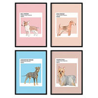 POSTER Set mit 4 terrierblättern Hunderassen in warmen Tönen A3 Rahmenlos - Klar, Papier (29.7/3cm) - Nacnic
