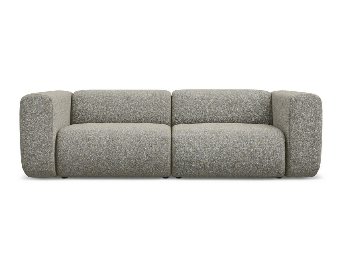 3-SITZER SOFA Strukturstoff Stoff Beige - Beige/Schwarz, Kunststoff/Textil (228/70/89cm) - Makamii