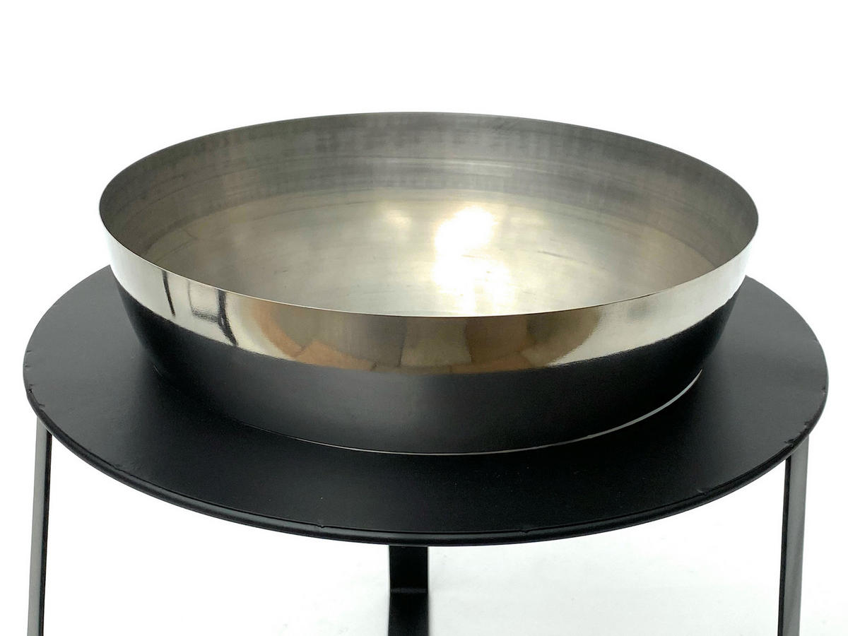 BLUMENHOCKER mit Topf Metall Schwarz/Silber 33,5/36,5/33,5 cm - Schwarz, Metall (33.5/33.5/36.5cm) - DanDiBo