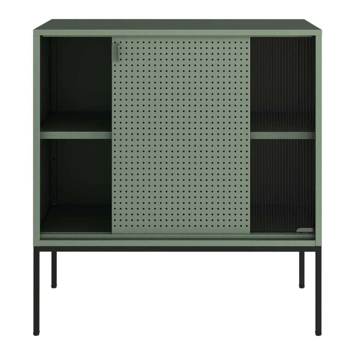 SIDEBOARD Eidsvoll - Schwarz/Grün, Metall (80/85/45cm) - [en.casa]