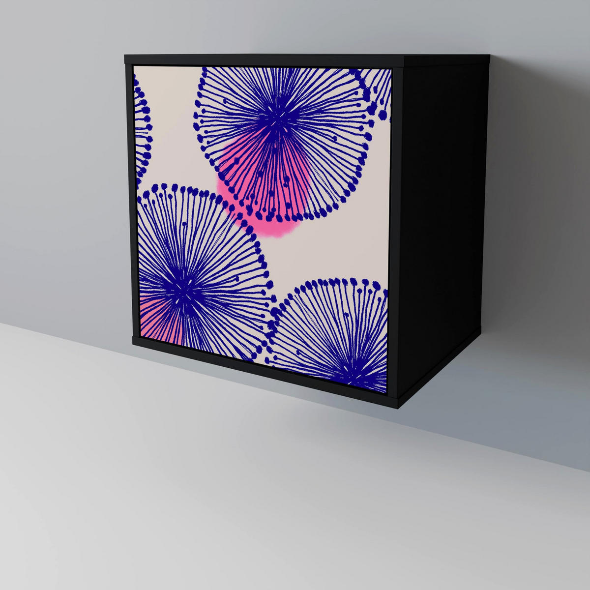 SIDEBOARD MAGIC NATURE, Schwarz, 57,5x42x67,5 cm, Schwarze Metall-Rahmenfüße - Multicolor/Schwarz, Holzwerkstoff/Metall (57.5/67.5/42cm) - SpaceRebels