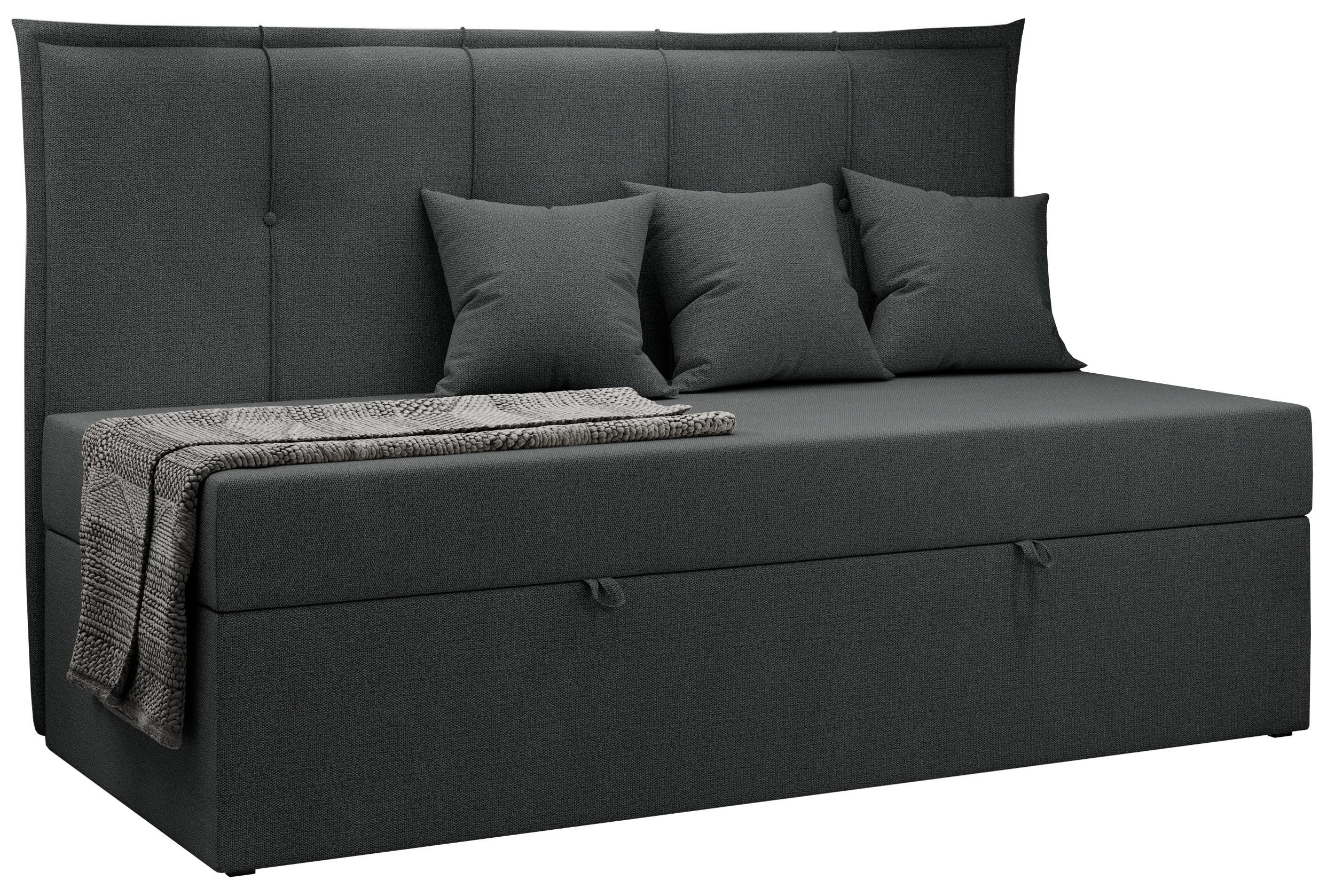 BOXBETT BANCO 90/200 Dunkelgrau Struktur - H3 - Dunkelgrau, Holz/Textil (90/200cm) - MKS