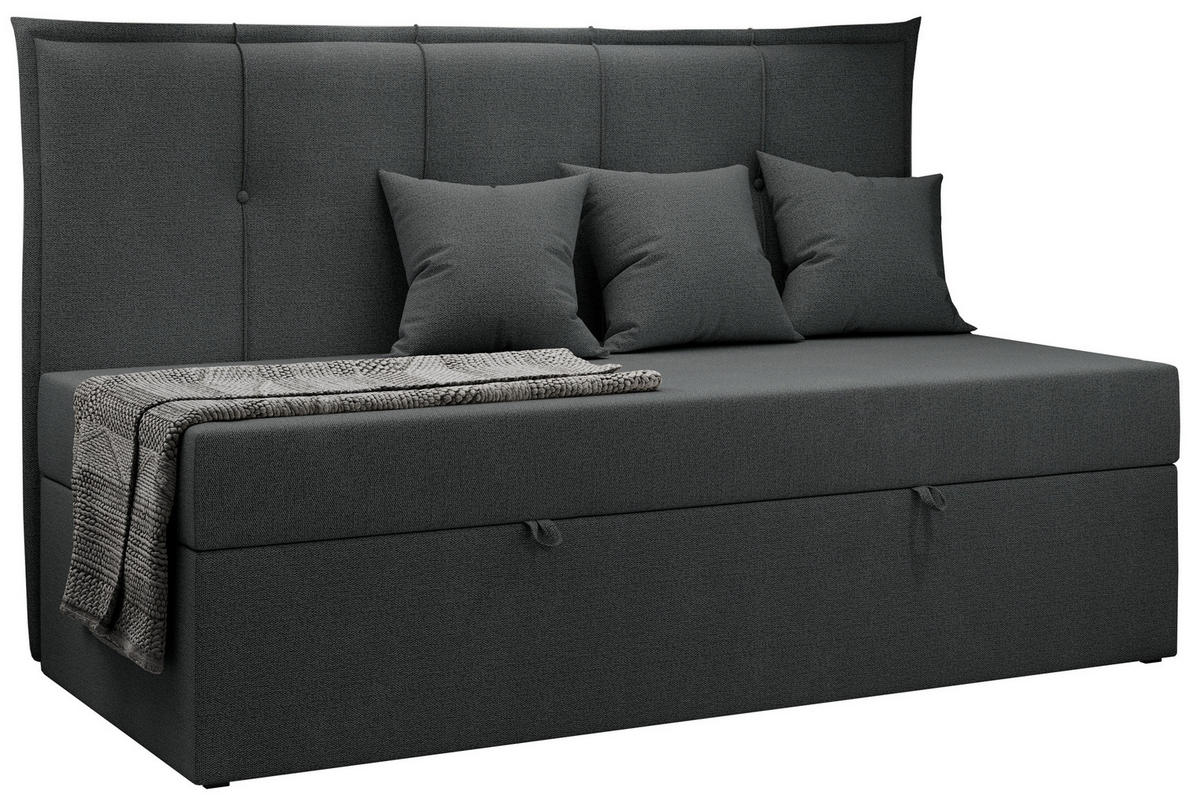 BOXBETT BANCO 90/200 Dunkelgrau Struktur - H3 - Dunkelgrau, Holz/Textil (90/200cm) - MKS