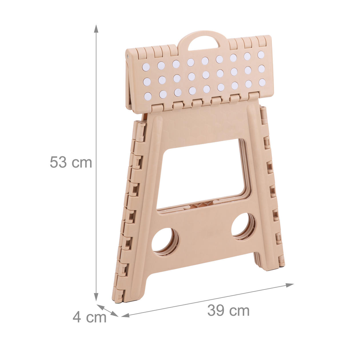 KLAPPHOCKER - Beige, Kunststoff/Textil (39/39/32cm) - Relaxdays