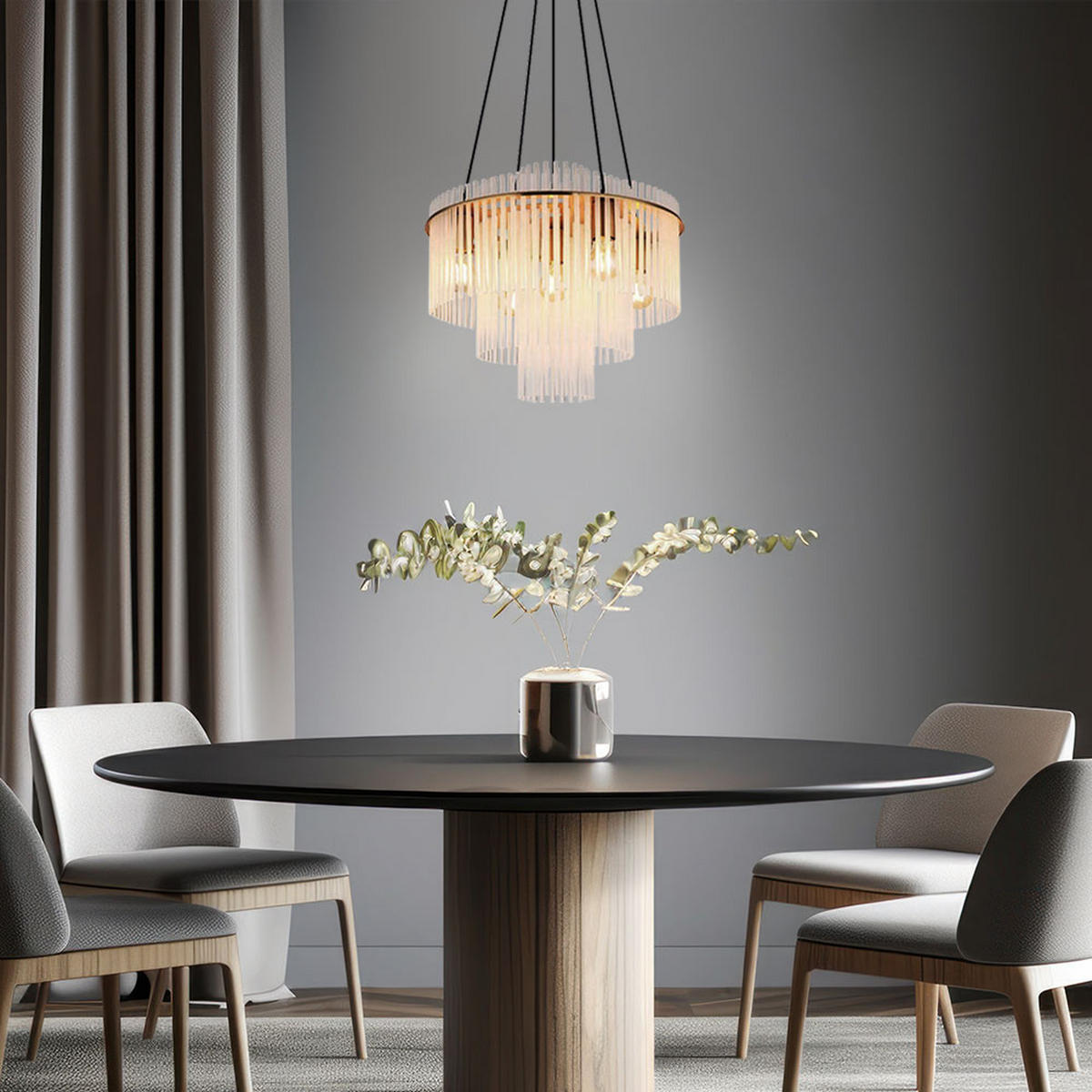 KRONLEUCHTER Gorley Metall Gold - Goldfarben, Glas (50/50/120cm) - Globo Lighting