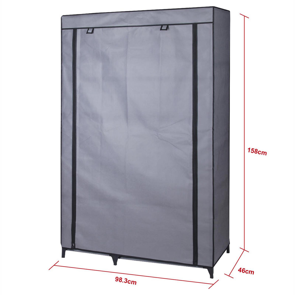 STOFFSCHRANK TANJA - Anthrazit, Textil (99/158/46cm) - IDIMEX