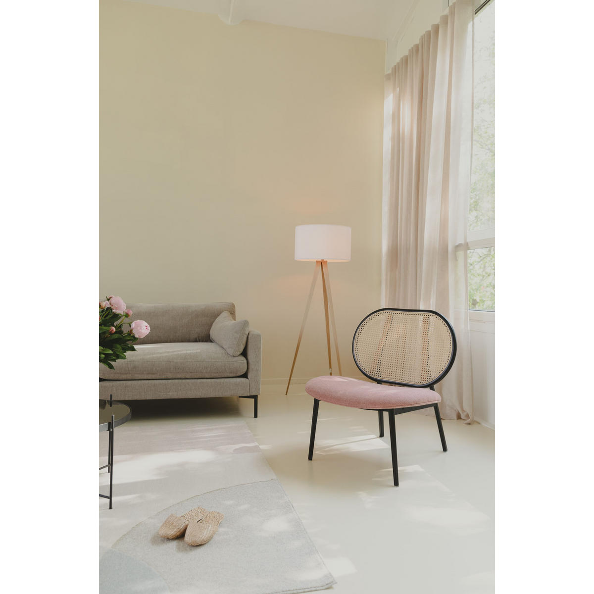 SESSEL Spike Natural/ Rosa - Schwarz, Textil (78.6/84.1/70cm) - Zuiver