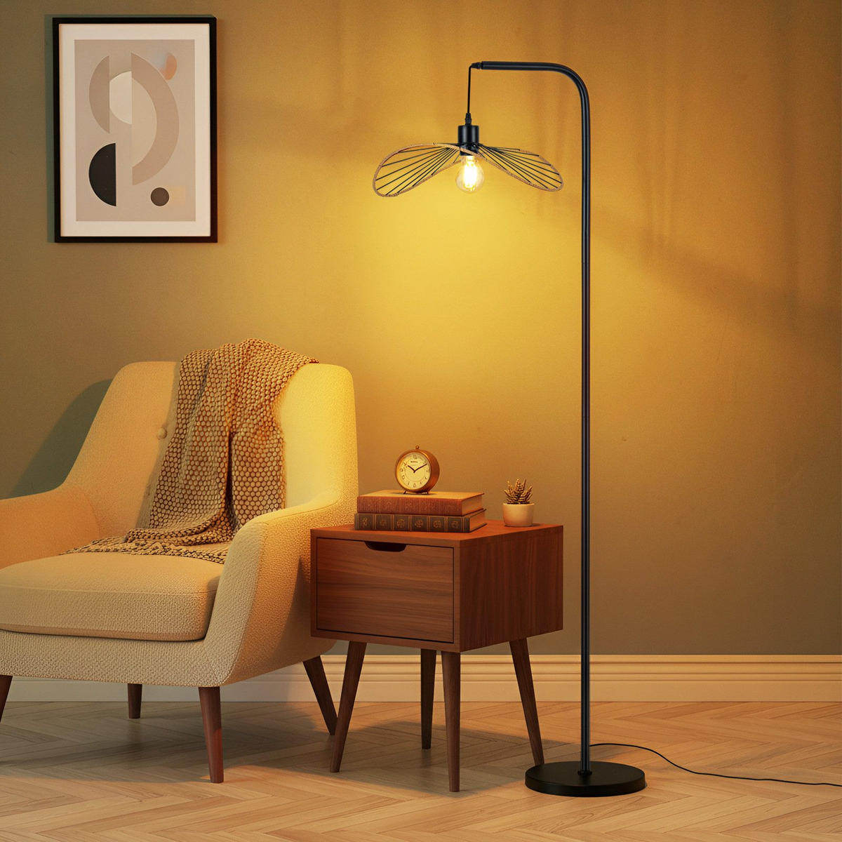 STEHLAMPE CARLOTA Ⅲ 25/39/144 cm - Schwarz, Metall (25/39/144cm) - Nettlife