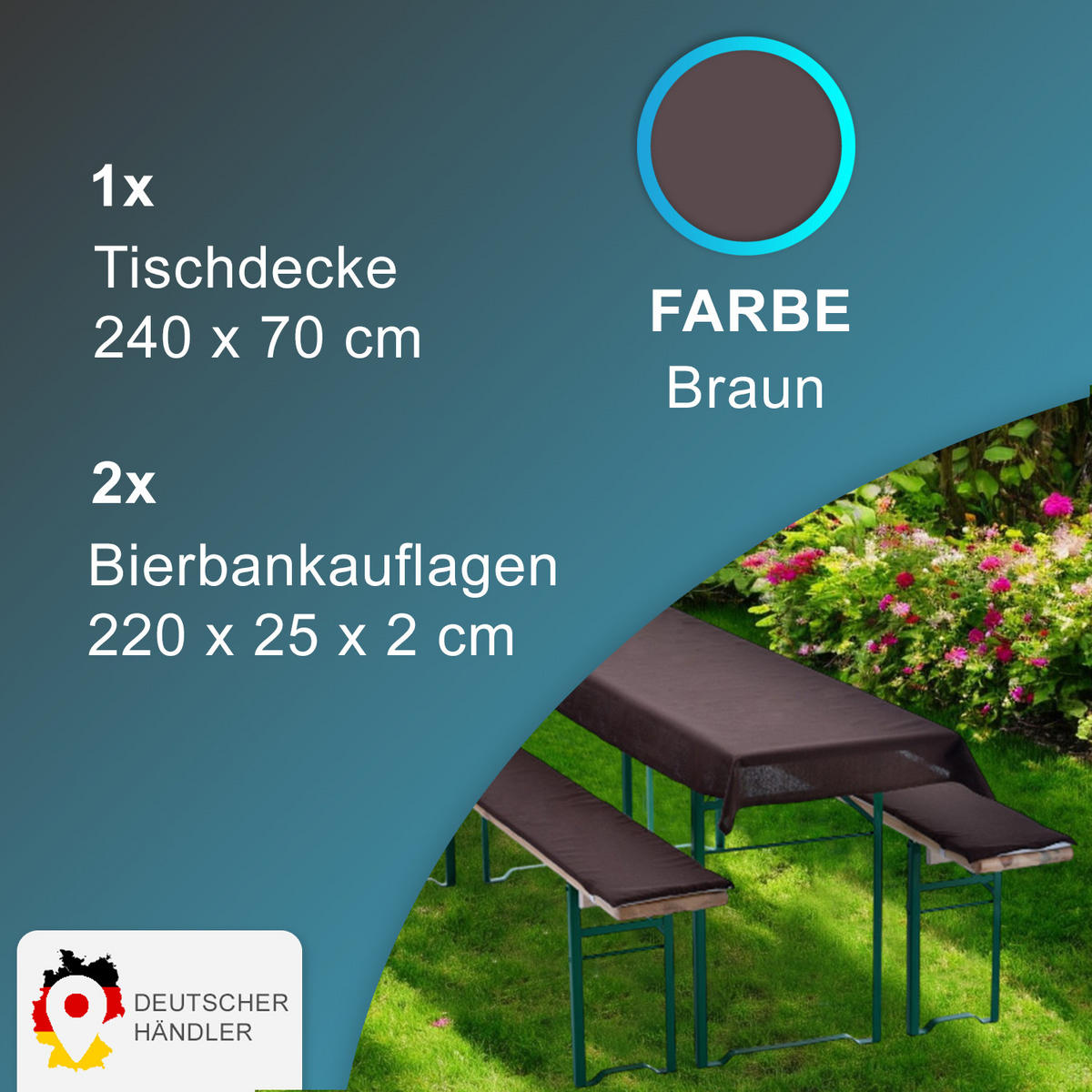 BIERBANKAUFLAGEN Set 240x70 cm Braun - Braun, Textil (70/240cm) - NYVI