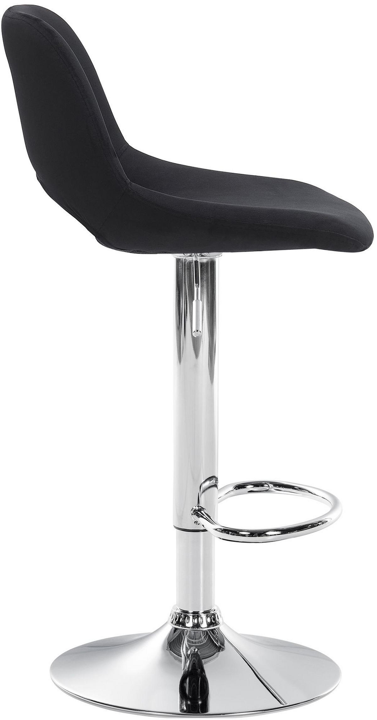 BARHOCKER 2er Set Samt schwarz - Chromfarben/Schwarz, Textil/Metall (42/86/46cm) - CLP